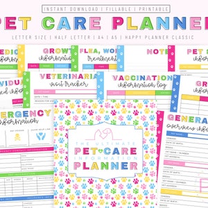 Printable Pet Planner, Fillable Pet Planner, Pet Care Planner, Pet Sitting Forms, Pet Sitter Notes, Puppy Organizer, Pet Care Binder