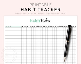 Habit Tracker, Monthly Habit Tracker, Daily Habit Tracker, Habit Tracker Insert, Habit Tracker Bullet Journal, Goal Planner, Habit Log