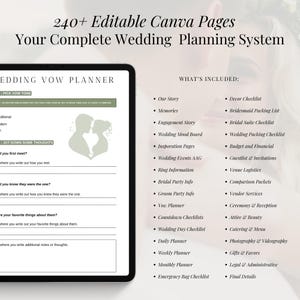 Digital Canva wedding binder with photo cover, designed for brides to personalize and print, ideal for stress-free planning.