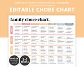Family Of 6 Chore Chart Household Family Kids Chores Chart Family Of 3 Chore Chart Family Chore Chart For 4 Family Chore Chart Canva