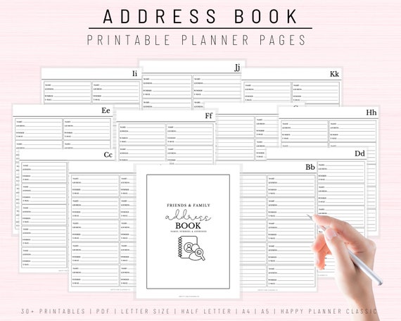 Address Book Printable Contacts Page A5 Address Book for | Etsy
