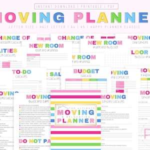 Printable Moving Planner, Moving Checklist, Moving Binder, Moving Labels, Moving Planning Kit, Relocation Printable, Room Planner, Household