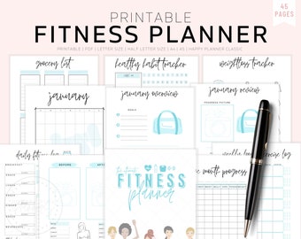 Fitness Planner Printable, Printable Health and Fitness, Workout Planner, Fitness Journal, Health Planner, Fitness Workout Log, Motivational