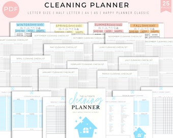 Weekly Cleaning Checklist, Printable Letter & A4, Printable A5, Happy Planner, Weekly Cleaning Planner