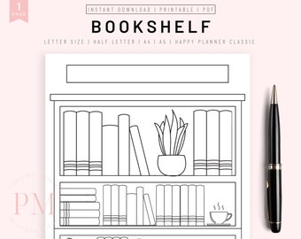 Rastreador de libros imprimible, Registro de lectura de estantería, Libros que he leído, Desafío de lectura mensual anual, Bullet Journal, Inserto del planificador