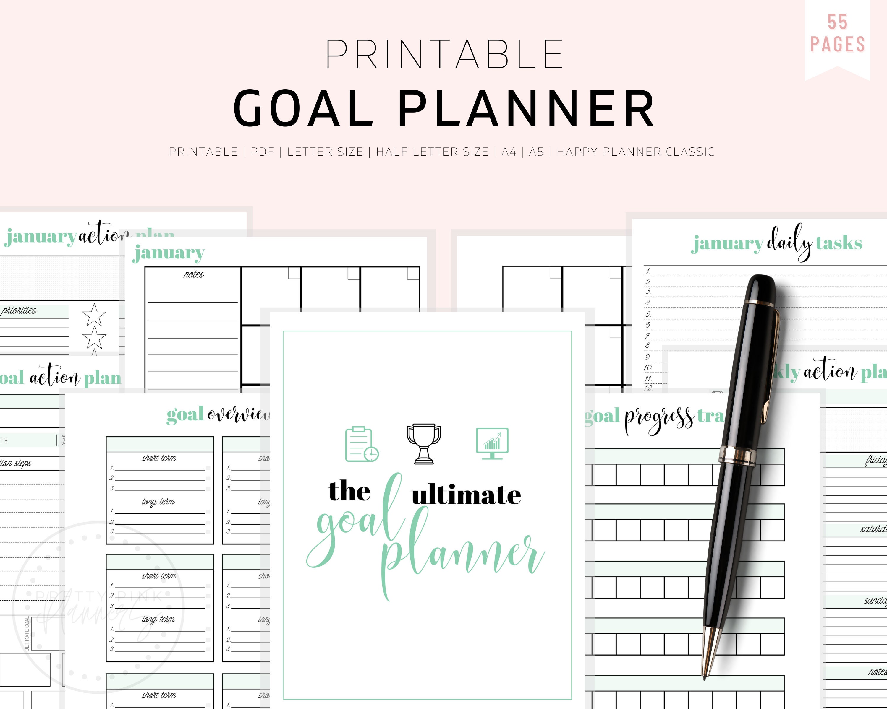 Goal Planner Insert, Productivity Inserts, Productivity Planner, Goal…