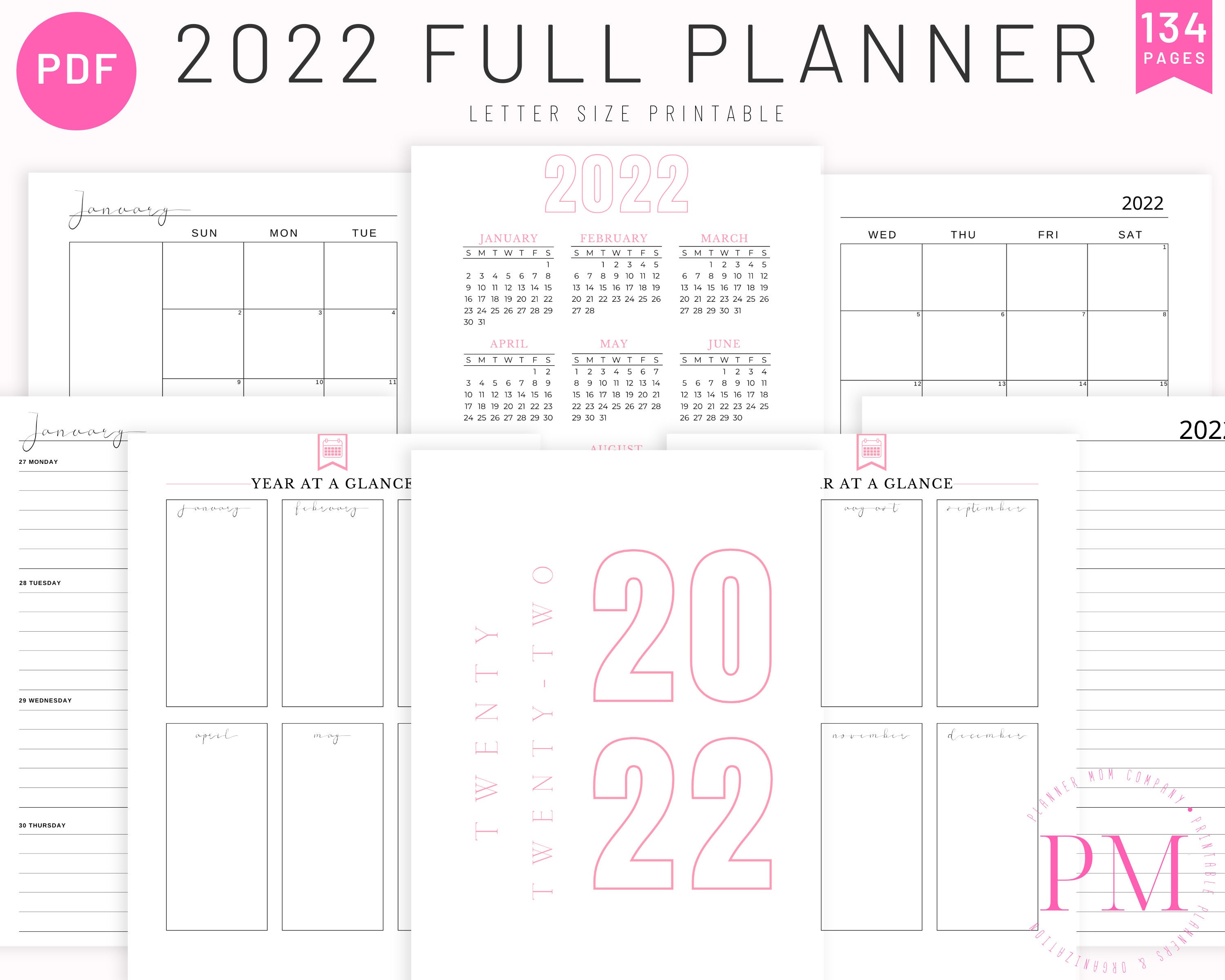 2022 Planner Printable 2022 Weekly Planner Monthly Planner Etsy