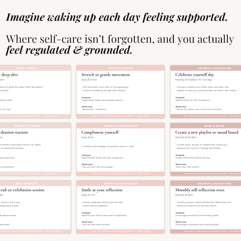 Digital card deck viewed on a tablet alongside a busy mom’s schedule, supporting consistency