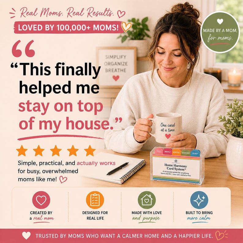 Meet the creator of the Home Harmony System and learn the story behind the printable organization cards.