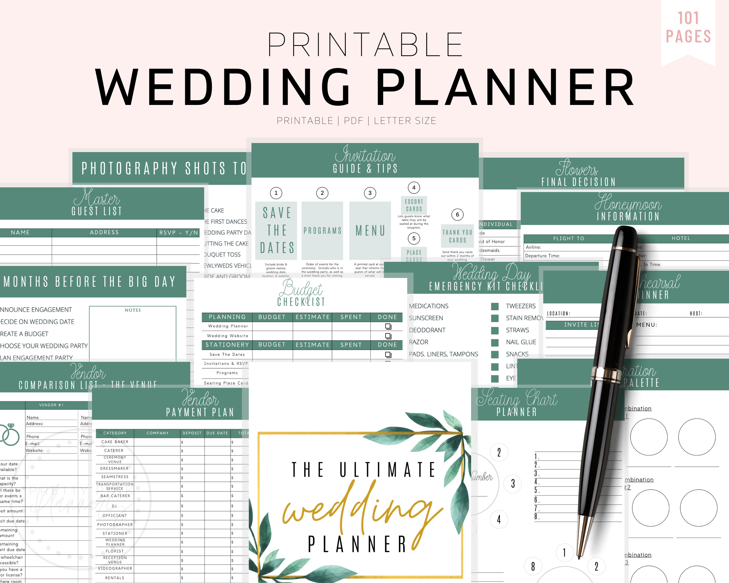 Wedding Planner Printable Printable Wedding Planner Kit Etsy Australia