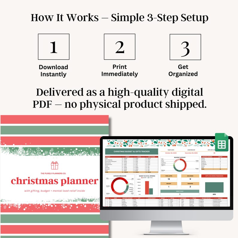 Budget tracker and event planner included in festive printable set, ideal for December holiday planning