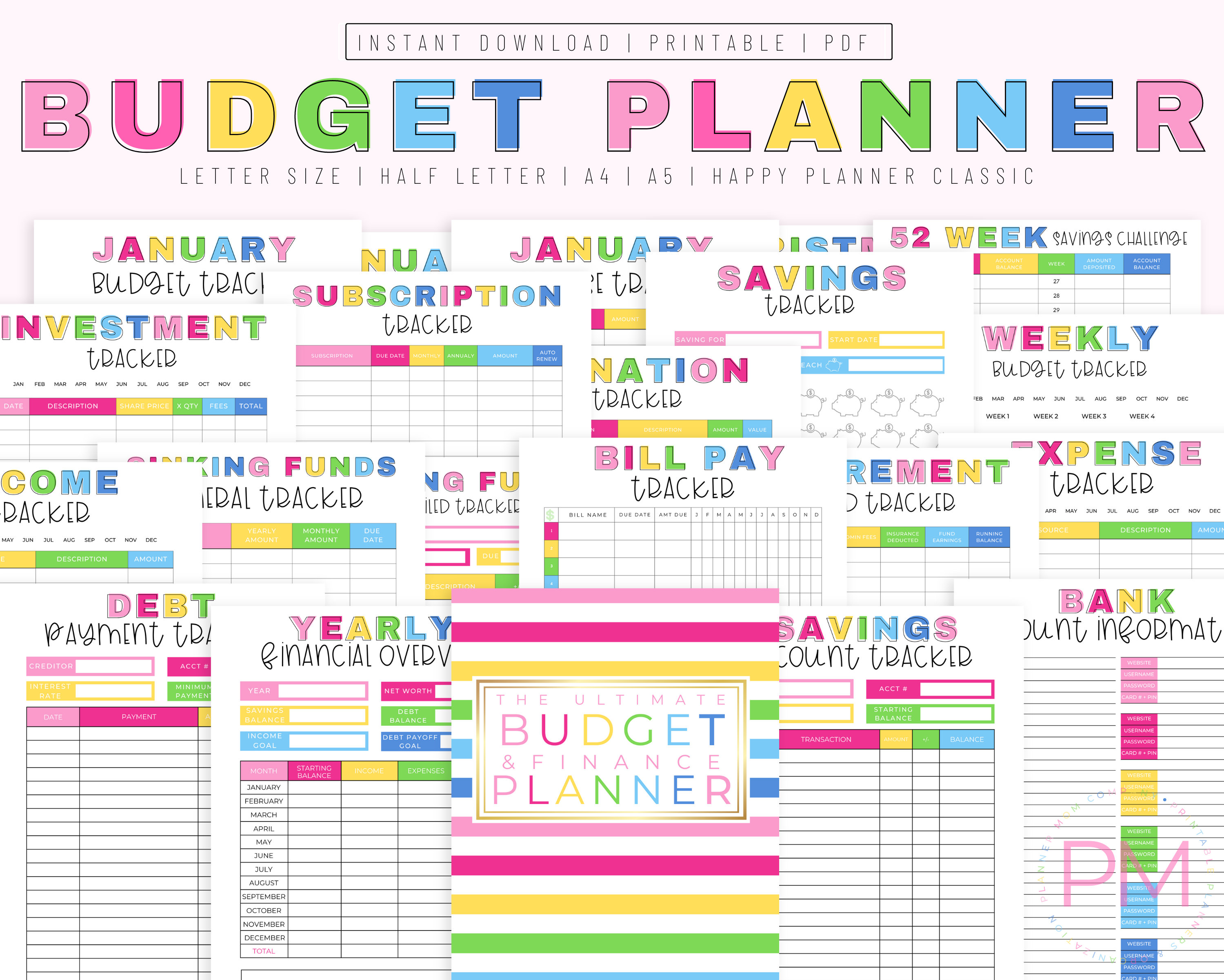 Finance Planner, Printable Financial Journal, Budget Planner Printable, Budget Planner Kit, Budget Binder, Budgeting Planner, Money Planning