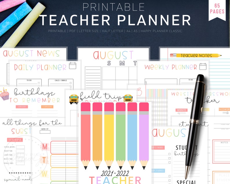 Teacher Planner 2021-2022 Lesson Planner Printable Academic image 0