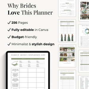 Custom editable planner for brides-to-be, stylish way to manage wedding planning tasks digitally or in print.