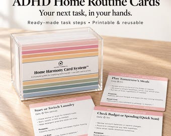 ADHD Home Routine Cards Visual Task System for Neurodivergent Adults Printable Daily Weekly Monthly Checklist No App Planner