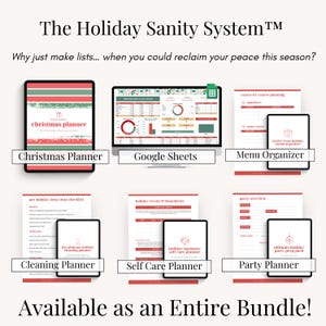 Festive holiday tracking spreadsheet for organizing Christmas week to-dos, cards to send, and gift budgeting