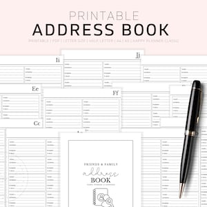 Address Book Printable, Contacts Page, A5 Address Book for Planner, Contact Tracker, Printable Planner Pages, Planner Inserts, Contacts Page