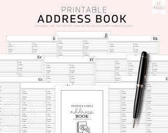 Address Book Printable, Contacts Page, A5 Address Book for Planner, Contact Tracker, Printable Planner Pages, Planner Inserts, Contacts Page