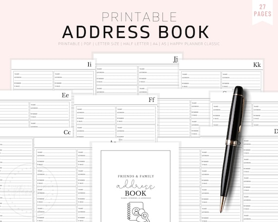 A5 Address Book Printable Inserts Contact List Template, 58% OFF