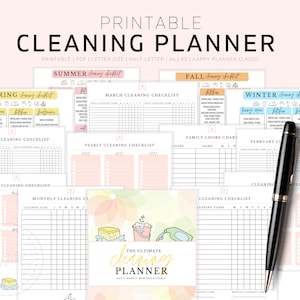 Weekly Cleaning Checklist, Printable Letter & A4, Printable A5, Happy Planner, Weekly Cleaning Planner