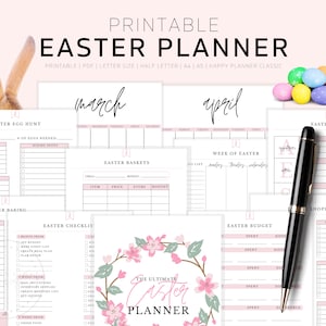 Easter Planner, Spring Planner, Easter Organizer, Easter Printable, Spring Printable, Easter Gifts, Easter Bunny, Holiday Printable image 1