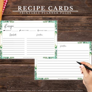 Printable Recipe Cards, Recipe Binder, Recipe Book, Cookbook Template, Personalized Recipe, Recipe Cards, Handwritten Recipe Cards, A5, A4