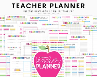 Lehrer Planer 2023-2024, druckbarer Stundenplaner, Akademischer Planer, Klassenzimmer Planer, Agenda, Letter Size, A5