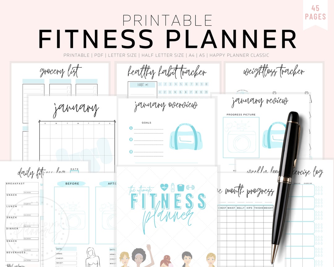 Fitness Planner Printable Printable Health and Fitness Etsy