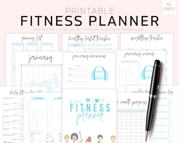 Fitness Planner Printable Printable Health and Fitness | Etsy