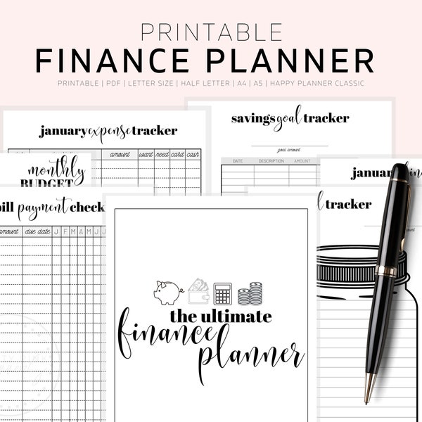 Finance Planner, Printable Financial Journal, Budget Planner Printable, Budget Planner Kit, Budget Binder, Budgeting Planner, Money Planning