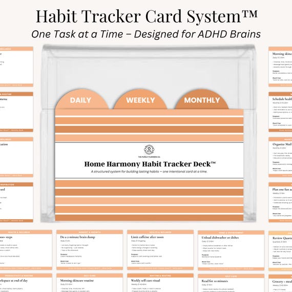 Adhd Habit Tracker Digital Routine Card System For Adults With Executive Dysfunction Printable Task Organizer For Daily Weekly Monthly