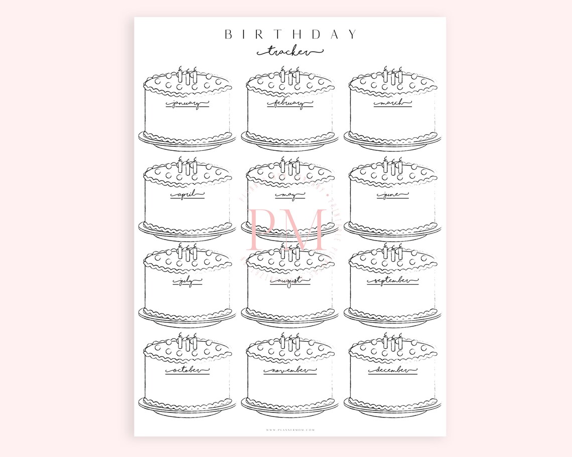 Printable Birthday Tracker Birthday Planner Birthday - Etsy