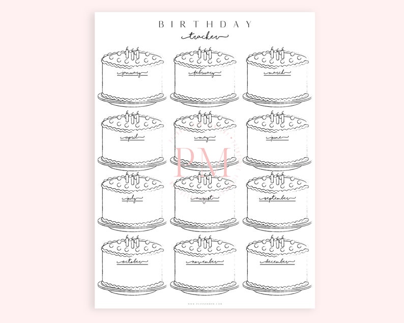Printable Birthday Tracker Birthday Planner Birthday - Etsy