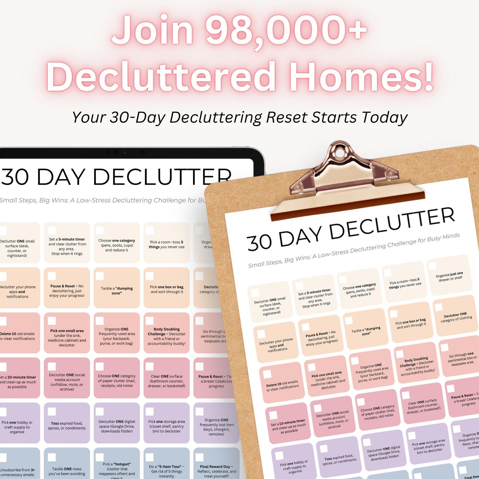 ADHD 30 Day Declutter Challenge Declutter Challenge Printable Declutter ...