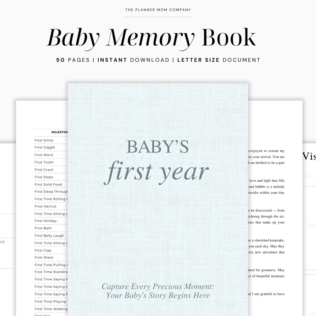 Baby Book, Printable Baby Book Pages, Baby Memory Book, Baby Book First ...