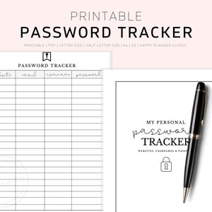 Password Tracker Printable Password Book Password Keeper - Etsy