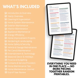Home planner printable pages including budget tracker, cleaning checklist, meal planner, and family schedule printable binder pages