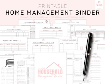Household Planner Printables, Home Management Binder, Household Binder, Home Binder, Printable Planner Inserts, Life Organizer, A4, A5