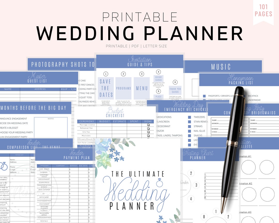 Wedding Planner Printable, Printable Wedding Planner Kit, Wedding