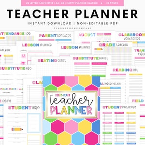 Teacher Planner 2023-2024, Lesson Planner Printable, Academic Planner, Classroom Roster, Agenda, Letter Size, A5 image 1