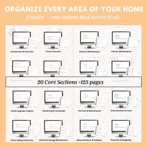 Family home planner printable binder with cleaning schedule, budget planner, meal planner, and home organization worksheets