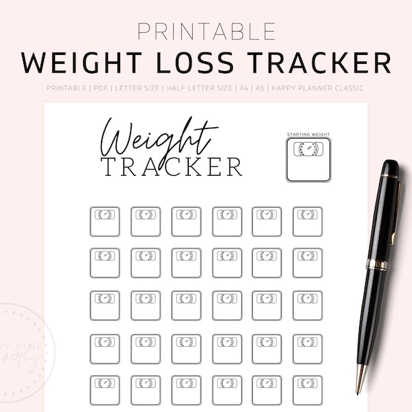 Printable Weight Loss Tracker Journal, Digital Weight Loss Chart, Weekly Weigh In, Weight Loss Motivation, Weight Loss Goal Tracker