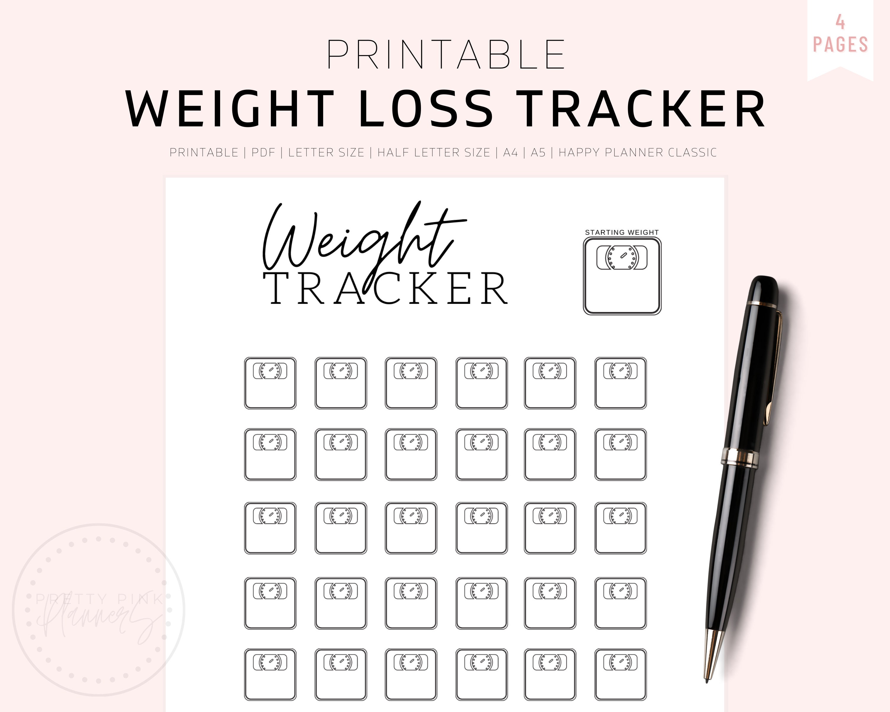 Printable Weight Loss Tracker Journal Digital Weight Loss Etsy