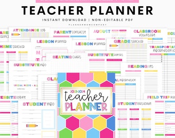 Teacher Planner Printable, School Planner, Academic Planner, Lesson Planner, Digital Teacher Planner, Homeschool Planner, Teacher Binder