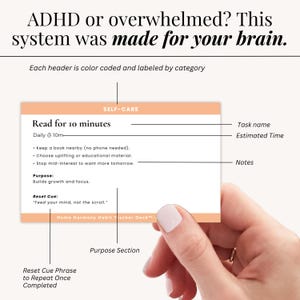Daily and weekly printable cards that reduce overwhelm and support ADHD users in focusing on one habit at a time