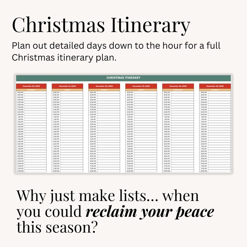 Easy-to-use digital holiday organizer with sections for tracking gifts, cards, and budget, perfect for the Christmas season