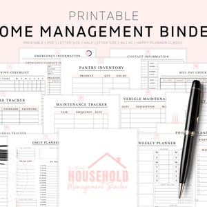 Household Planner Printables, Home Management Binder, Household Binder, Home Binder, Printable Planner Inserts, Life Organizer, A4, A5