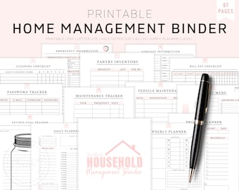 Huishoudelijke Planner Printables, Home Management Binder, Huishoudelijke Binder, Home Binder, Afdrukbare Planner Inserts, Life Organizer, A4, A5