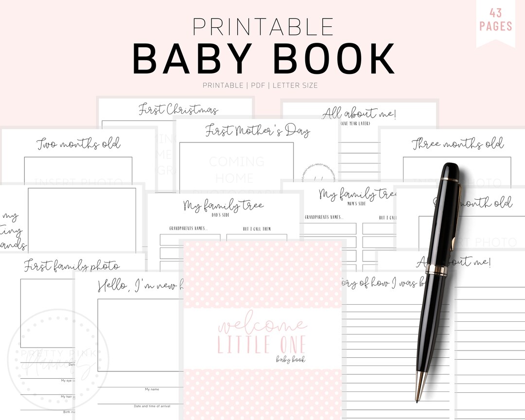 Baby Book, Printable Baby Book Pages, Baby Memory Book, Baby Book First