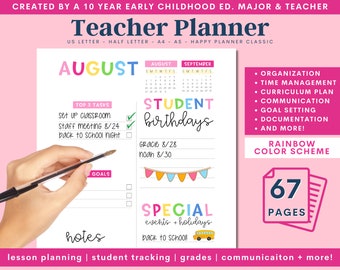 Teacher Planner, Teacher Planners, Happy Planner Teacher, Lesson PlannerBook, Digital Teacher Planner, Teacher Planner Printable